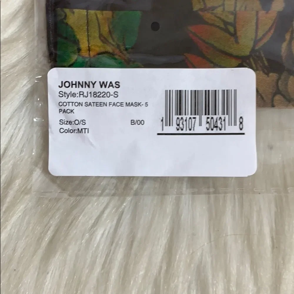 Johnny Was‎ Cotton Sateen Black Floral Face Mask OS